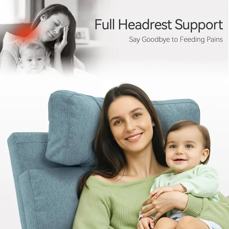 Power Swivel Glider Recliner Nursery Chair with Fabric Upholstery