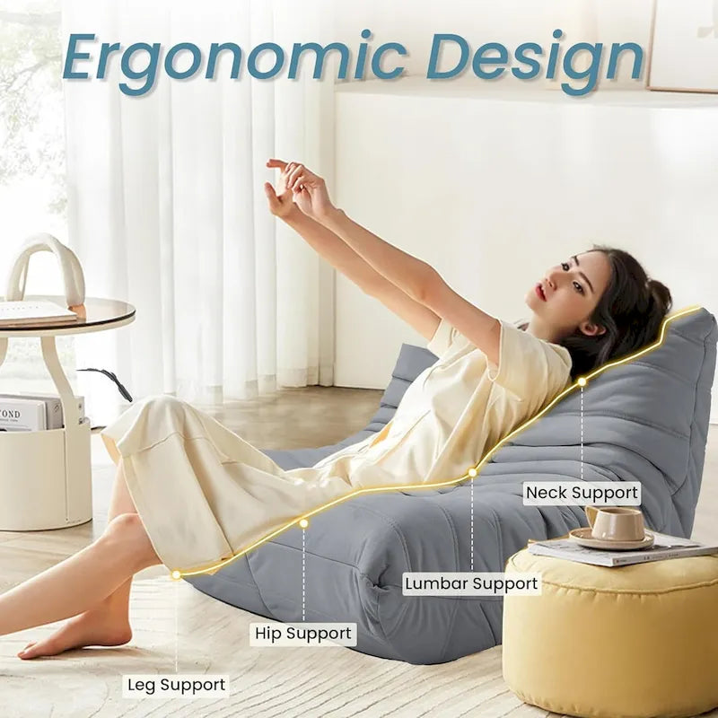 Bean Bag Chair Togo Sofa with 28 Inch Memory Foam, Lightweight Faux Leather Lounger