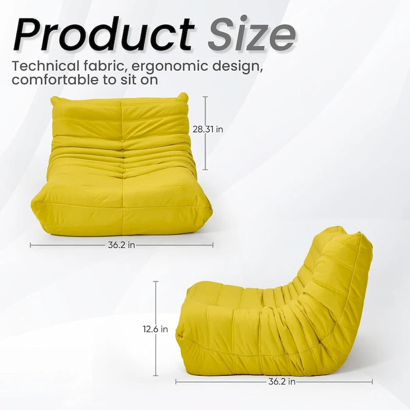 Bean Bag Chair Togo Sofa with 28 Inch Memory Foam, Lightweight Faux Leather Lounger