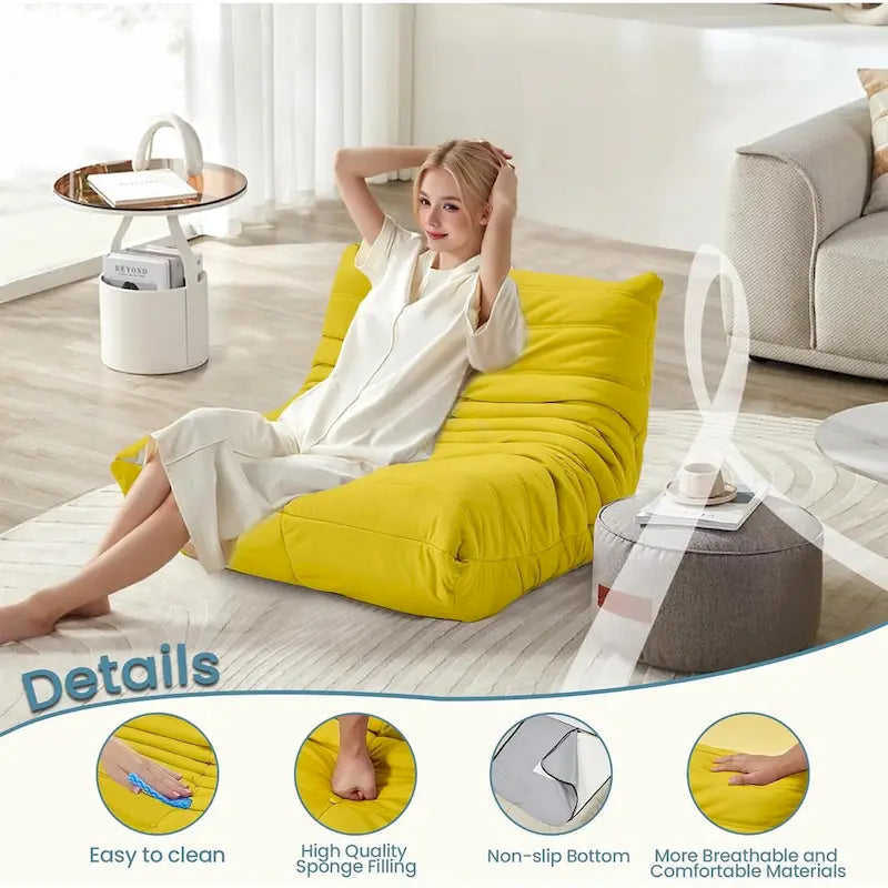Bean Bag Chair Togo Sofa with 28 Inch Memory Foam, Lightweight Faux Leather Lounger