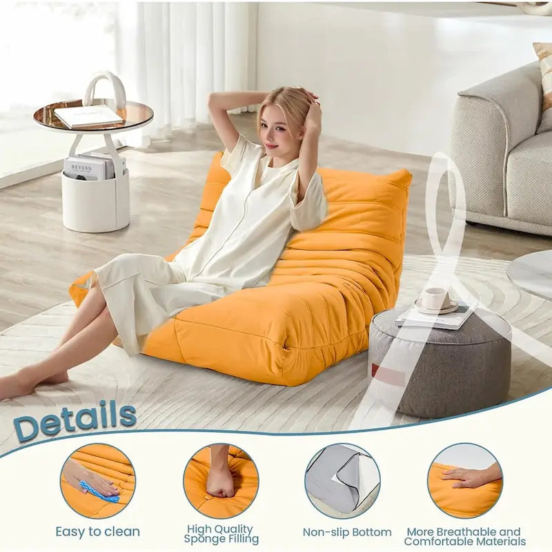 Bean Bag Chair Togo Sofa with 28 Inch Memory Foam, Lightweight Faux Leather Lounger