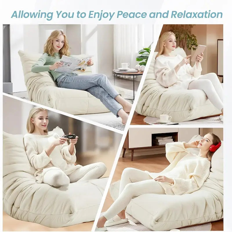 Bean Bag Chair Togo Sofa with 28 Inch Memory Foam, Lightweight Faux Leather Lounger
