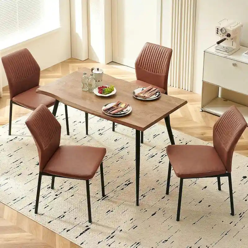 Sedia da pranzo imbottita con ecopelle e gambe in metallo
