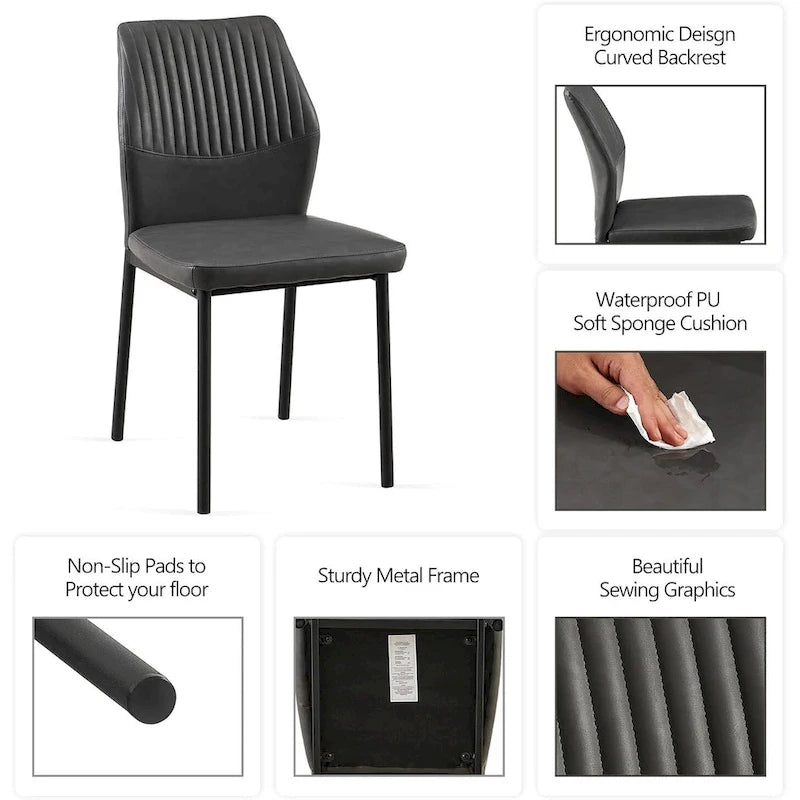 Sedia da pranzo imbottita con ecopelle e gambe in metallo