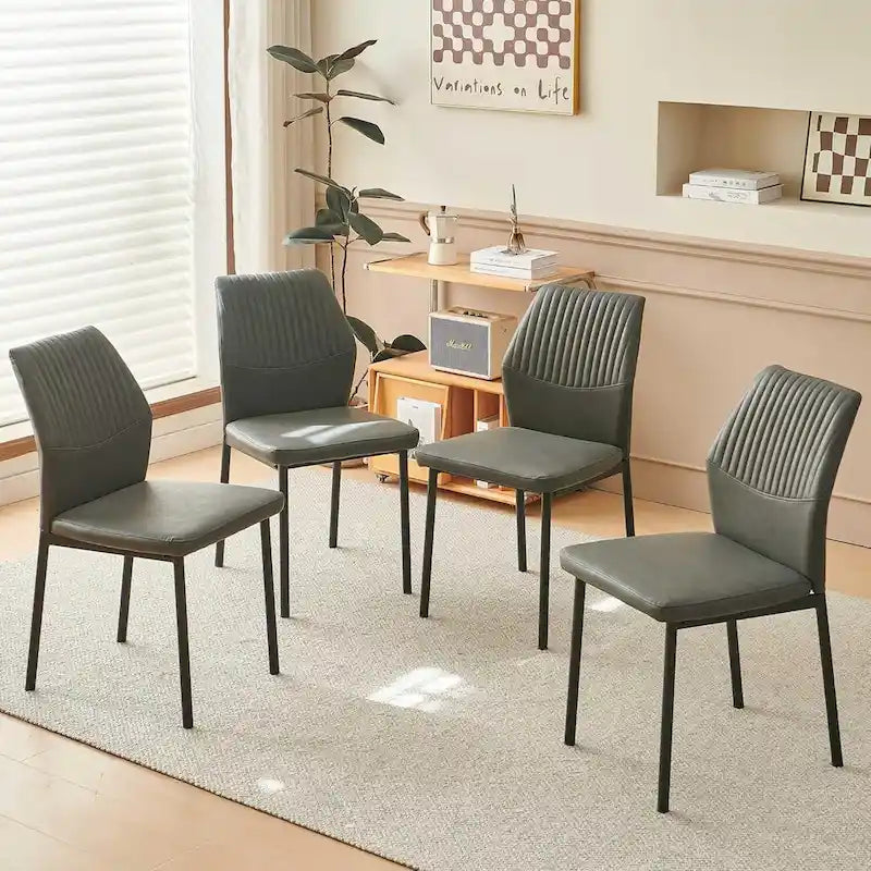 Sedia da pranzo imbottita con ecopelle e gambe in metallo
