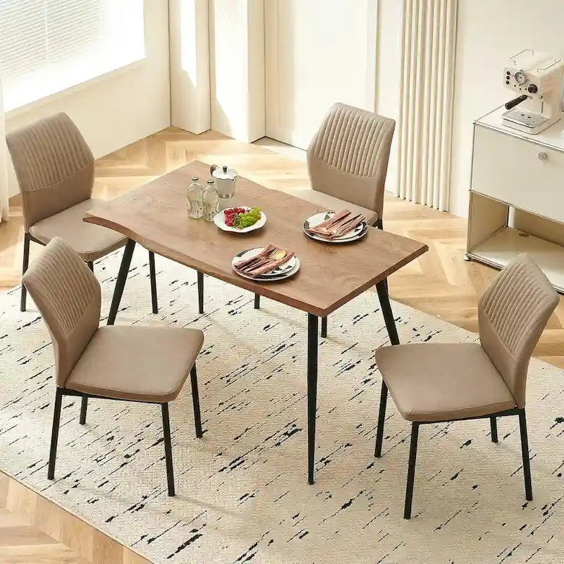 Sedia da pranzo imbottita con ecopelle e gambe in metallo