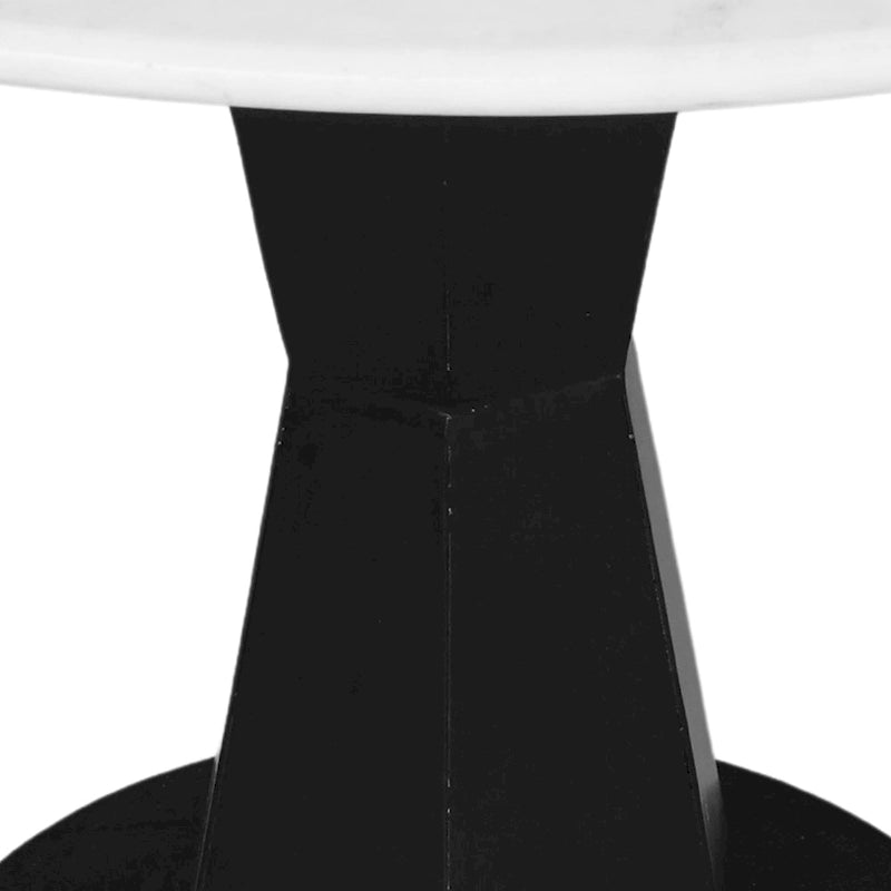 White Marble Top Coffee Table on Modern Iron Stand, Round, 27 Inch