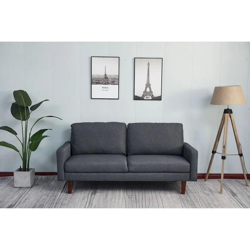 70 Inch Linen Square Arm Sofa