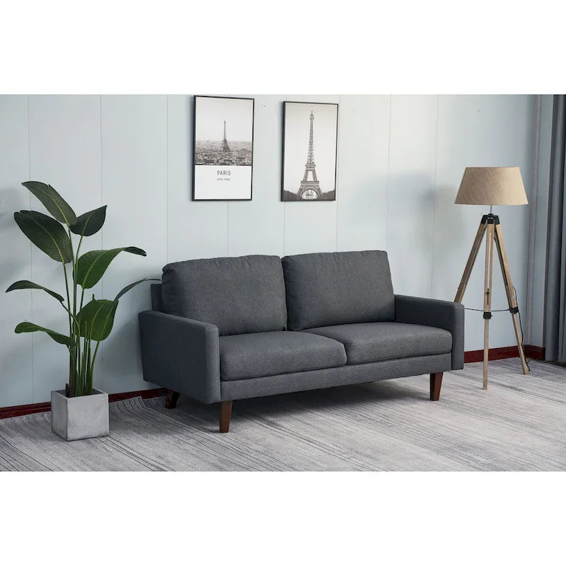 70 Inch Linen Square Arm Sofa