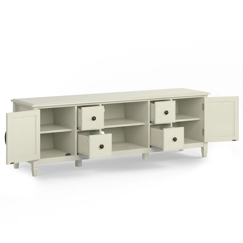 Solid Wood 72 Inch Wide Traditional TV Media Stand for TVs up to 80 Inches - 72 W x 18 D x 24 H Inches
