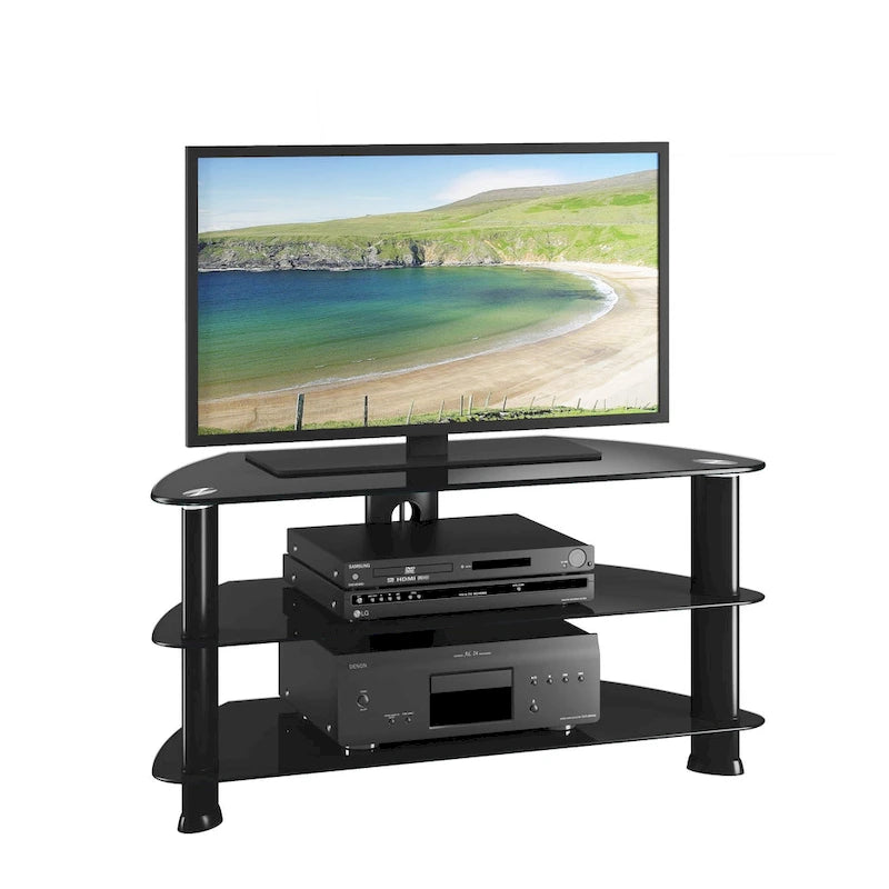 Schwarzer Glas-TV-Ständer für Fernseher bis zu 48 Zoll