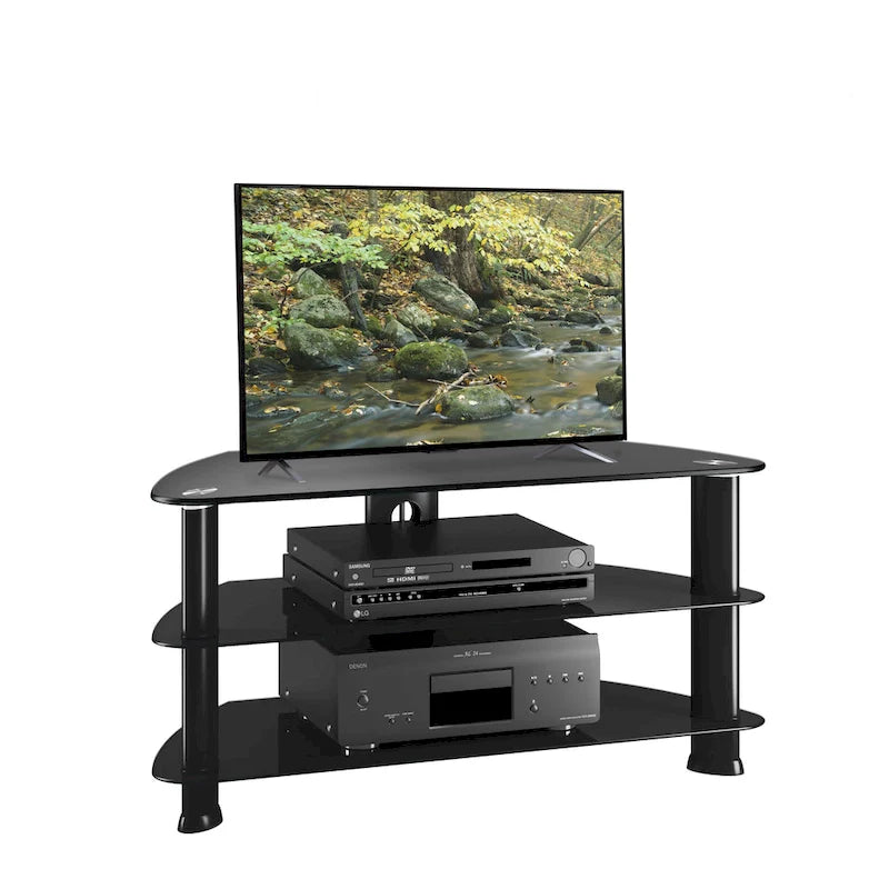 Schwarzer Glas-TV-Ständer für Fernseher bis zu 48 Zoll