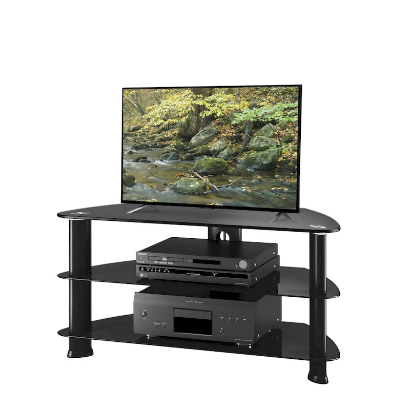 Schwarzer Glas-TV-Ständer für Fernseher bis zu 48 Zoll