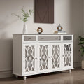 Mirrored Credenza Cabinet with Drawers and Doors
