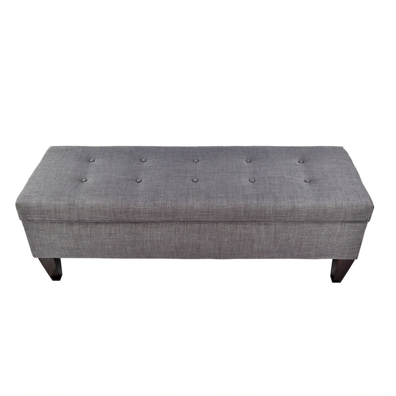 Button Tufted Long Storage Bench Ottoman