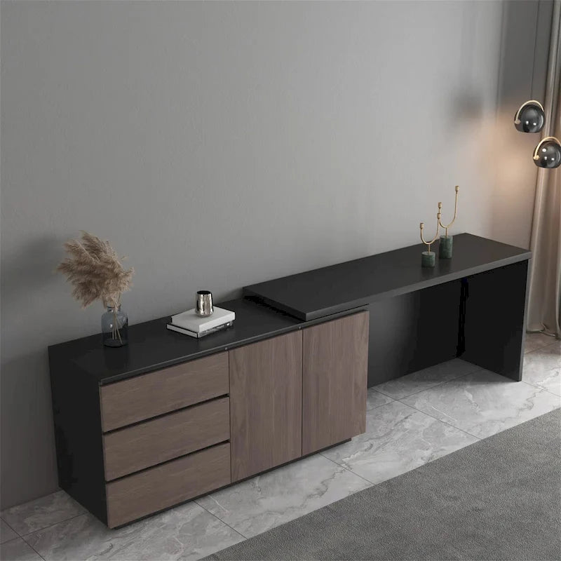 Home Office Expandable Desk with Drawers for Storage