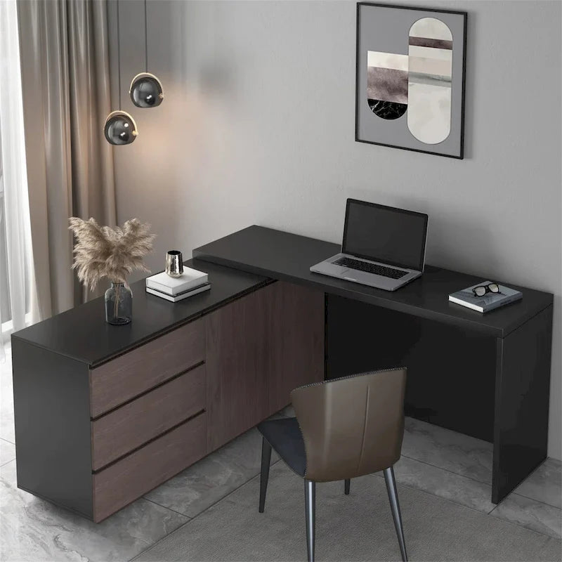 Erweiterbarer Schreibtisch für das Homeoffice mit Schubladen zur Aufbewahrung