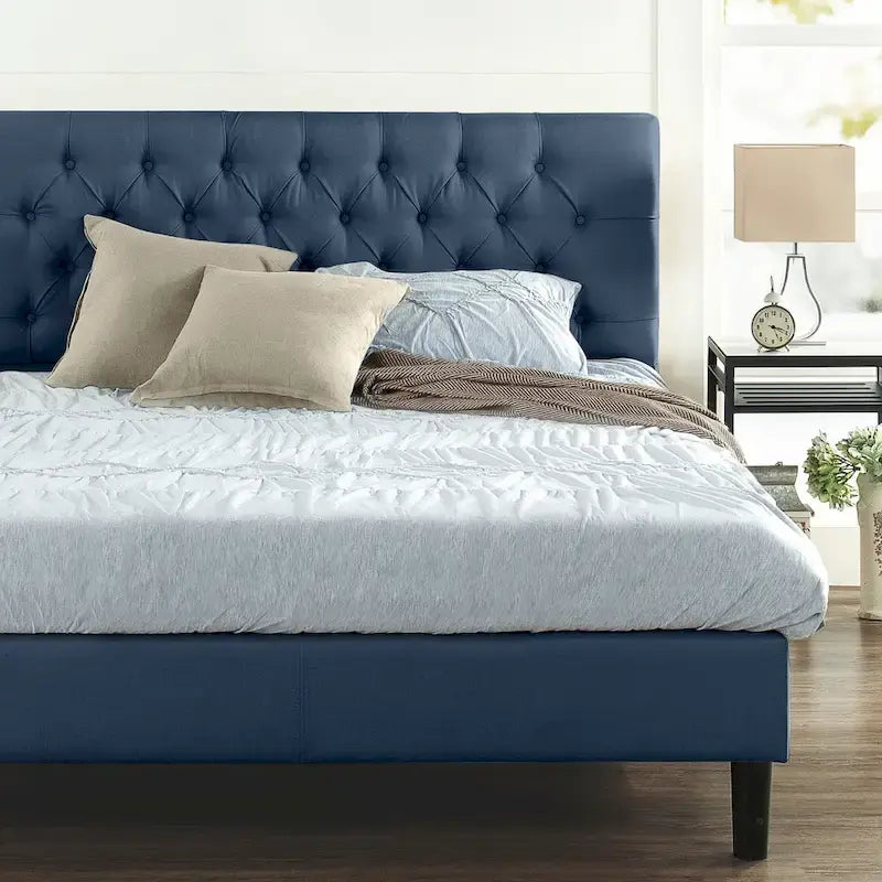 Upholstered Button-Tufted Platform Bed Frame