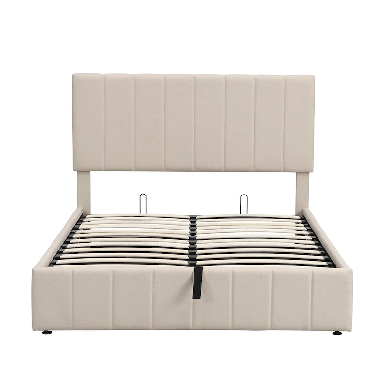 Upholstered Platform Bed with Hydraulic Storage System