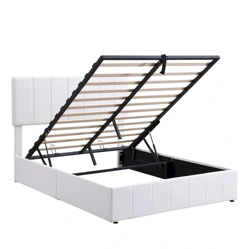 Upholstered Platform Bed with Hydraulic Storage System