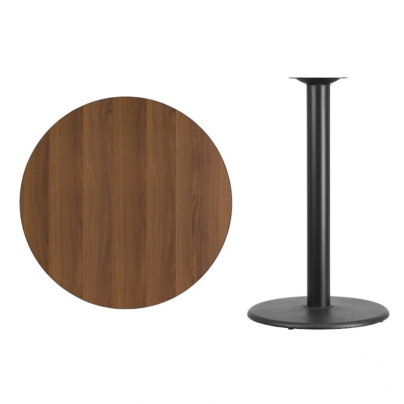 36 Inch Round Laminate Table Top with 24 Inch Round Bar Height Base