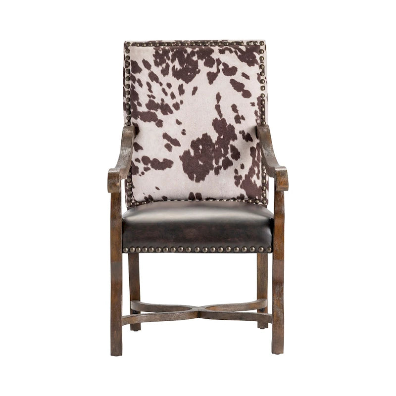 Bonded Leather and Faux Cowhide Accent Chair - 30 x 24 x 42 Inches