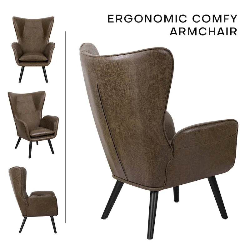 Upholstered Wingback Accent Chair - 40.55 H x 28.34 W x 33.1 D Inches