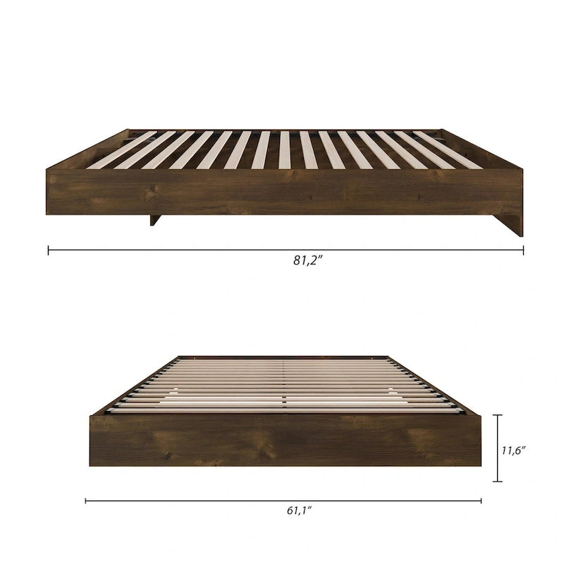 Bettgestell im Plattformdesign, Braun