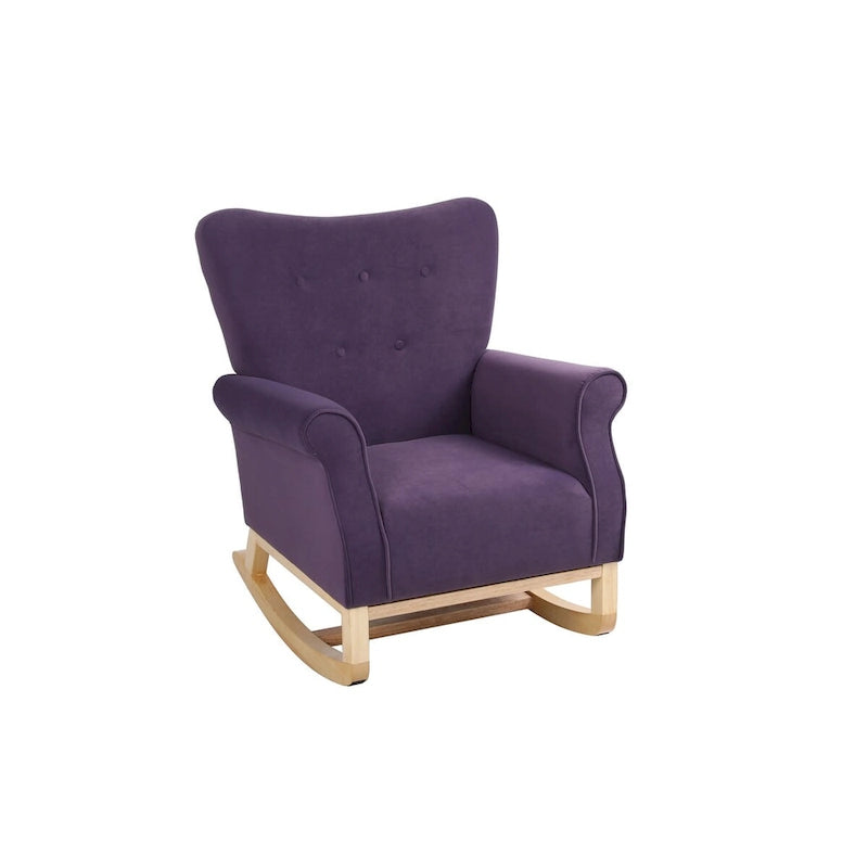 High Back Rocking Chair Nursery Chair with Fabric Padded Seat