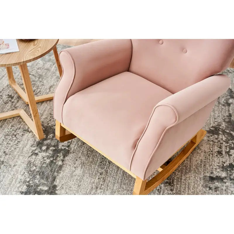 High Back Rocking Chair Nursery Chair with Fabric Padded Seat