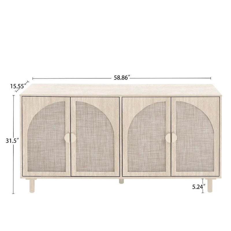 Modern 4 Door Cabinet with Adjustable Shelf