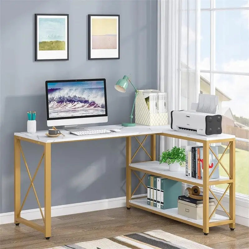 Reversible Industrial L-Shaped Desk