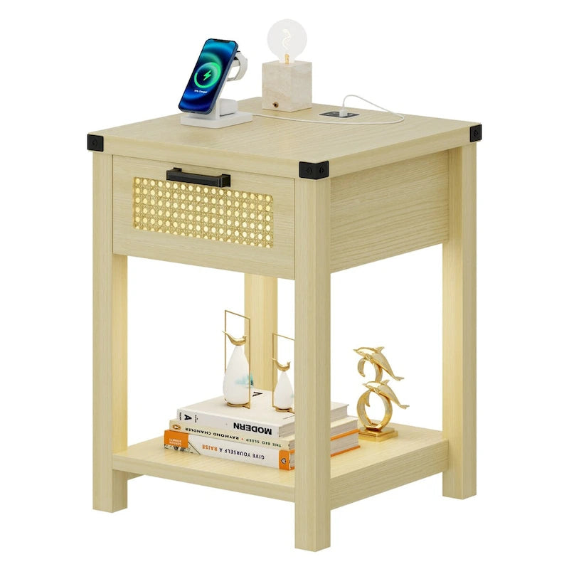 End Table with Light and Charging Station