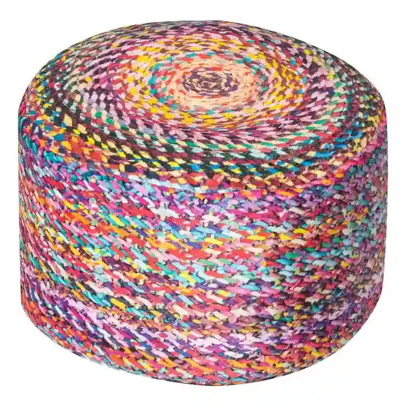 Gepolsterter Pouf-Hocker aus Samt mit digitalem Knotenmuster