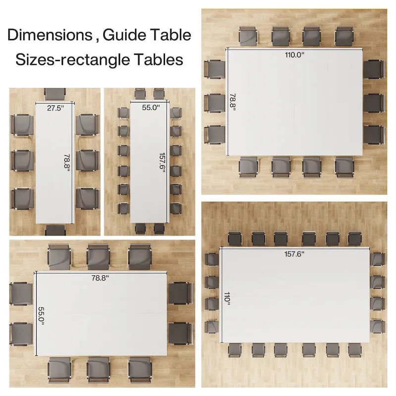 Conference Table for 6-8 People, 78 Inch Long Rectangular Seminar Table