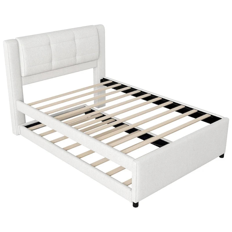 Full Size Upholstered Platform Bed with Trundle