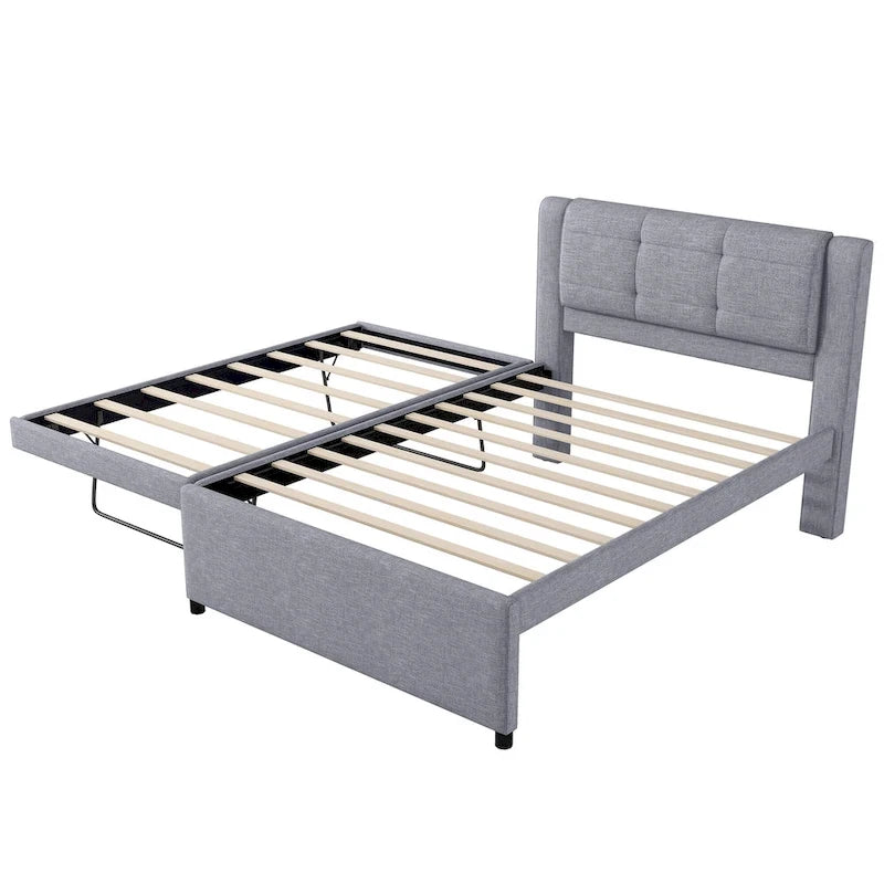 Full Size Upholstered Platform Bed with Trundle