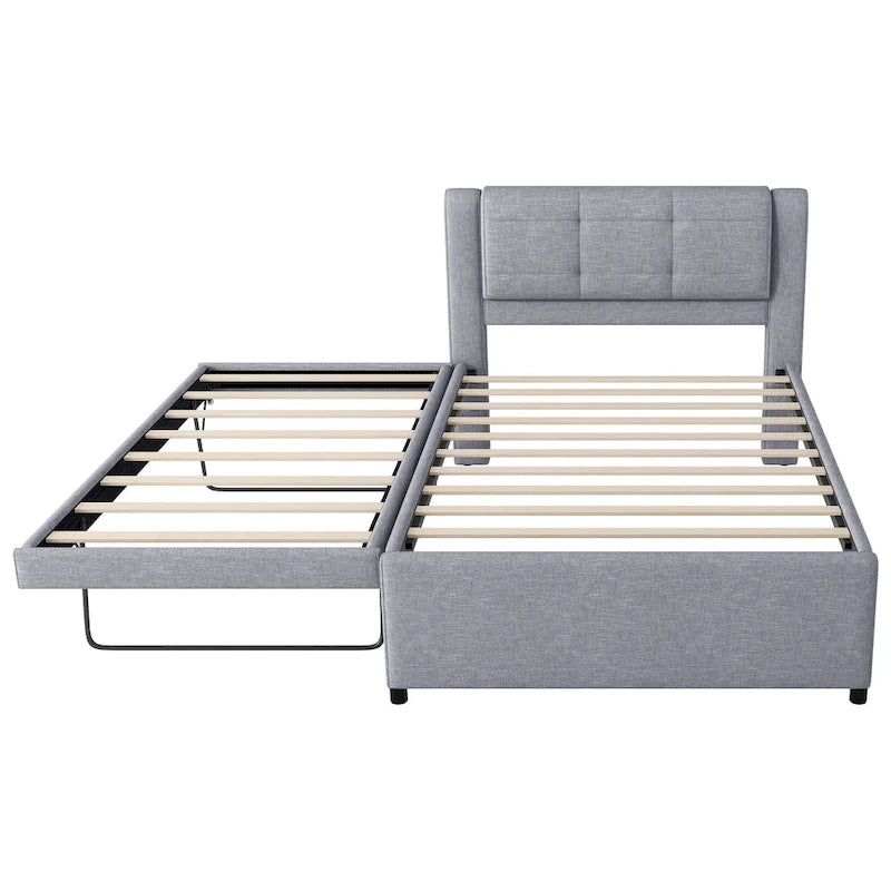 Full Size Upholstered Platform Bed with Trundle