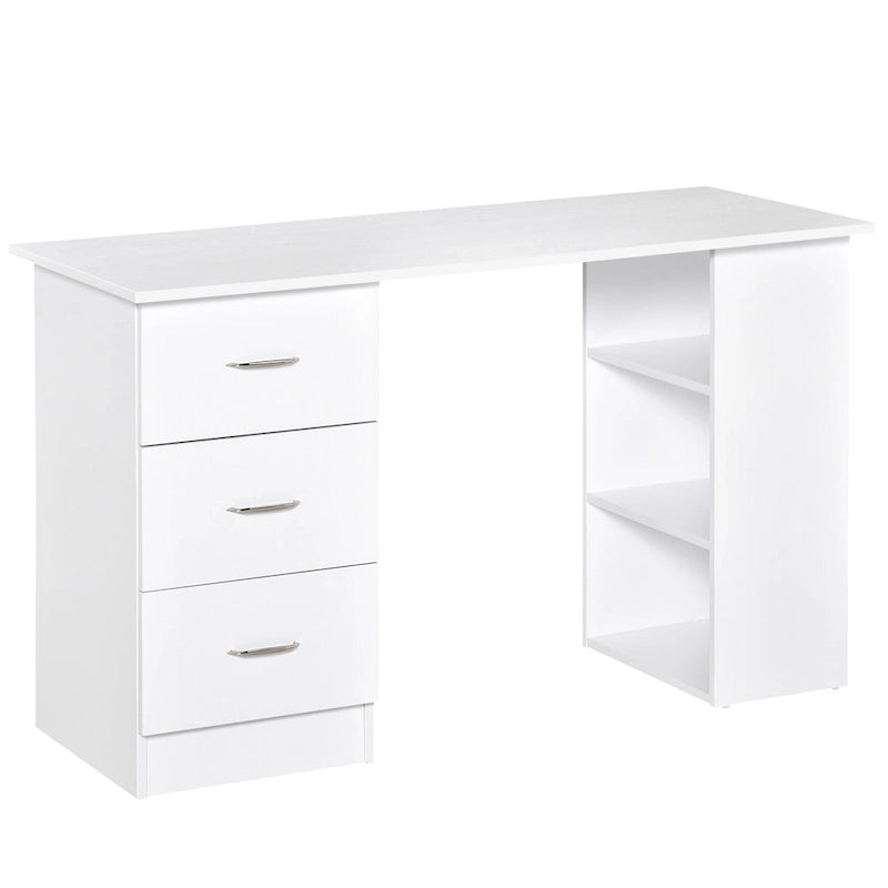 Writing Table Workstation with 3 Drawers and Storage Shelf